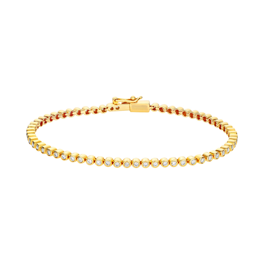LUIS MORAIS 14K yellow gold tennis bracelet with white diamonds. 