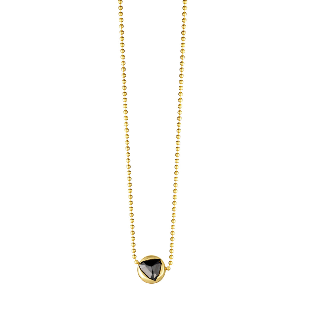 Gold Ball With Black Diamond Necklace