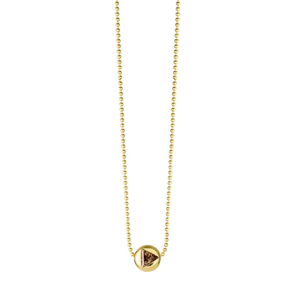 Gold Ball with Champagne Diamond on Ball Chain Necklace | LUIS MORAIS