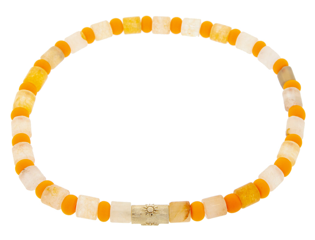 Sun Symbol Cylinder on a Beaded Bracelet