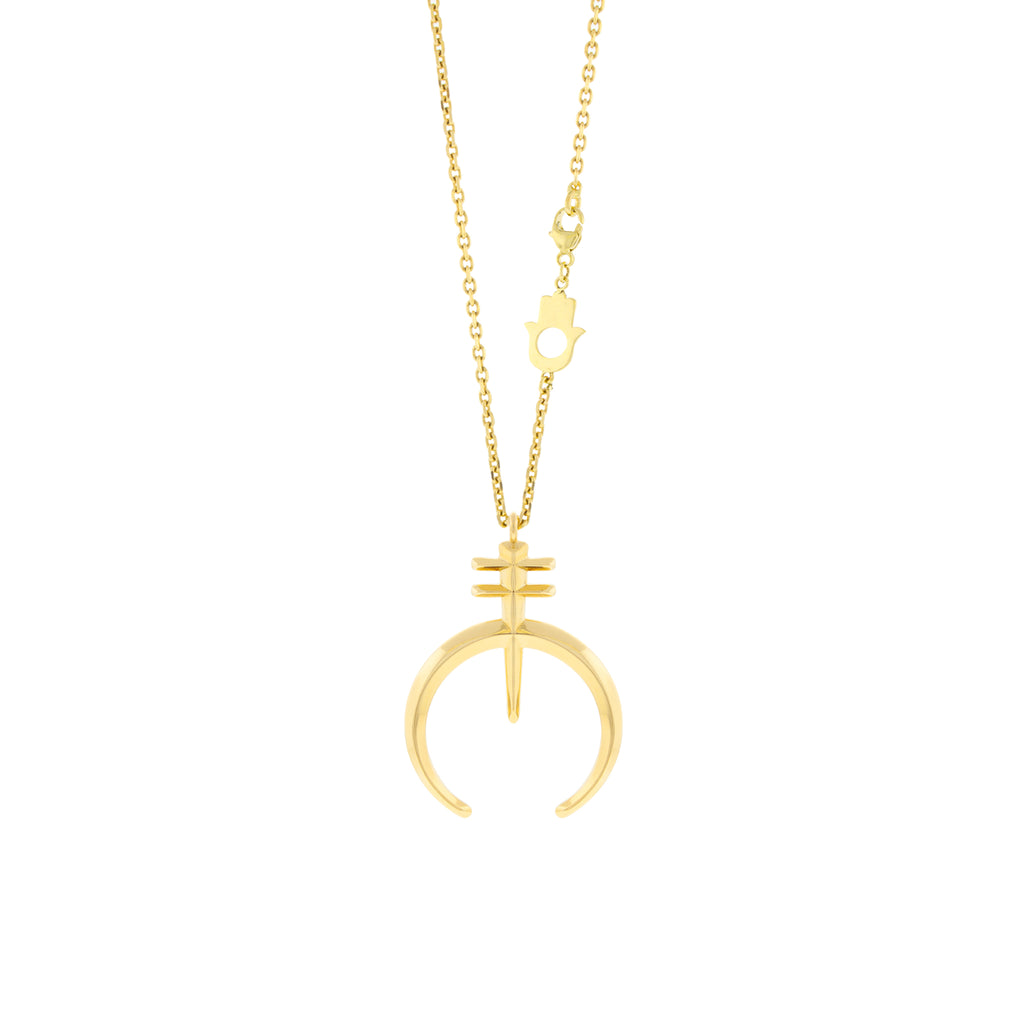 LUIS MORAIS 14K yellow gold Naja protection symbol pendant HAMSA CLASP