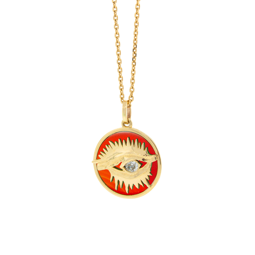 Eye Medallion with Carnelian and a White Diamond