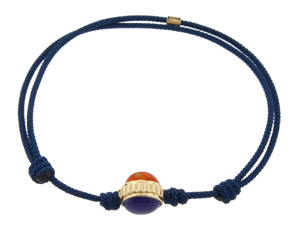 Carnelian and Lapis Cabochon Collar on a Cord Bracelet