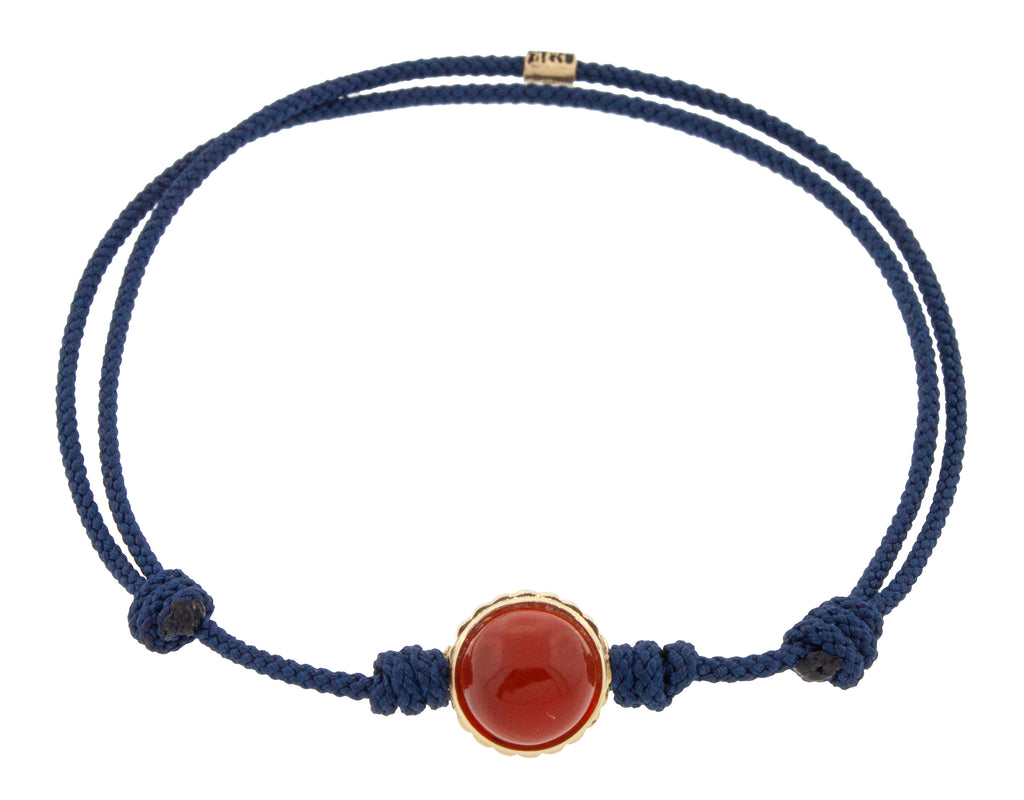 Carnelian and Lapis Cabochon Collar on a Cord Bracelet