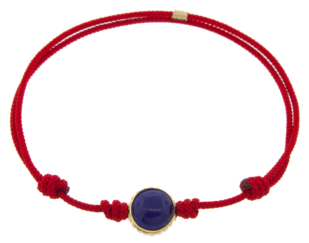 Lapis and Carnelian Cabochon Collar on a Cord Bracelet