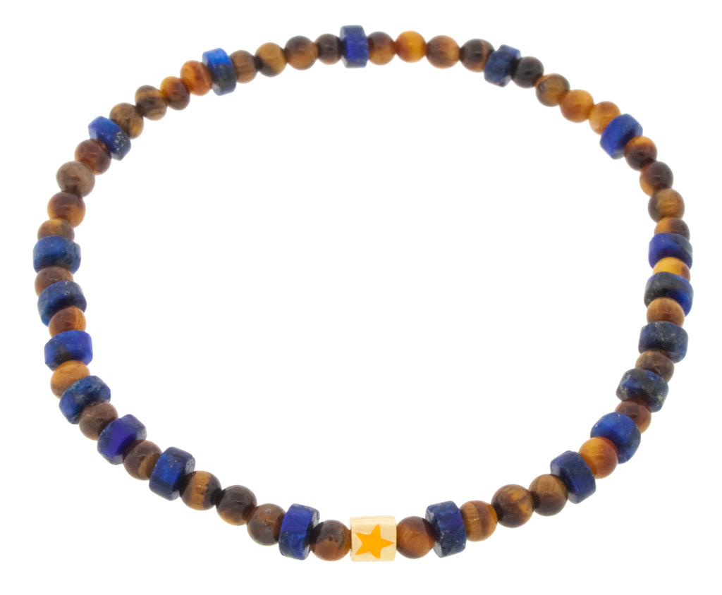 Enameled Star Short Roll on a Gemstone Beaded Bracelet