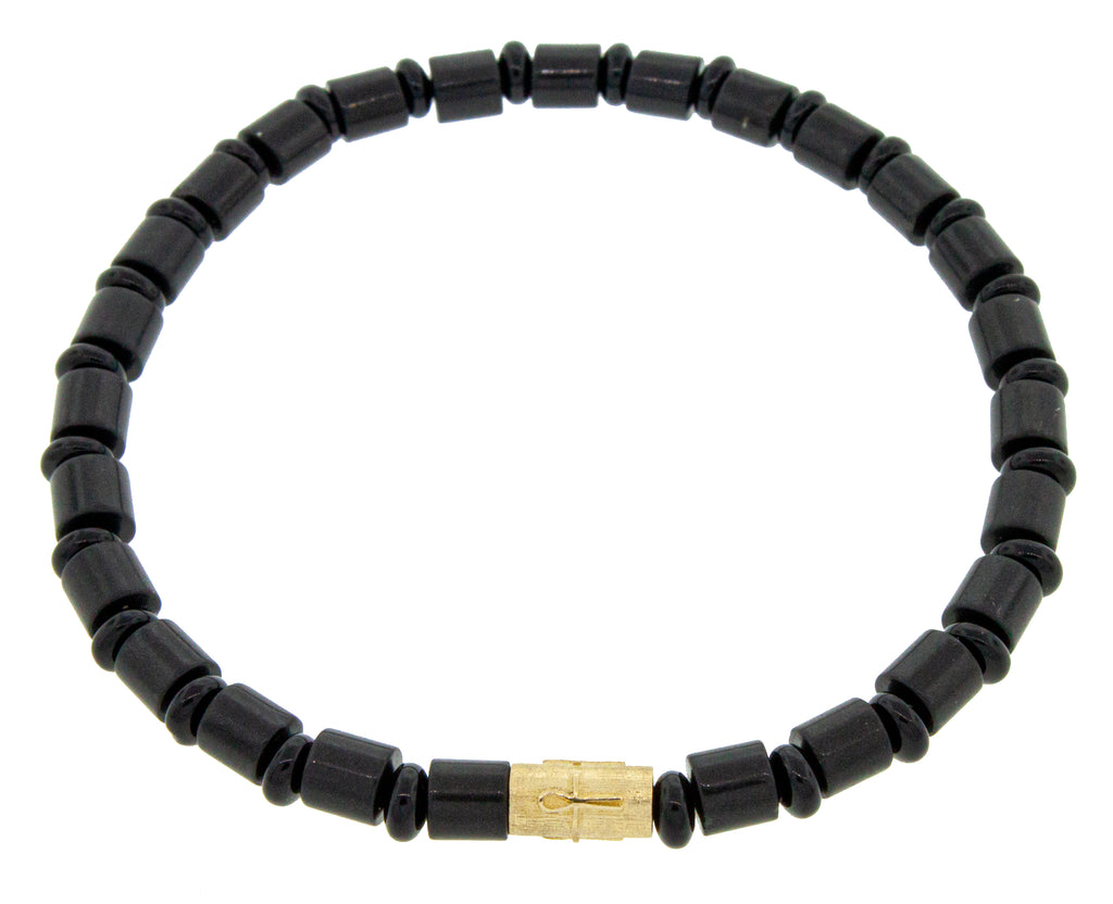 Ankh Symbol Cylinder on a Beaded Bracelet