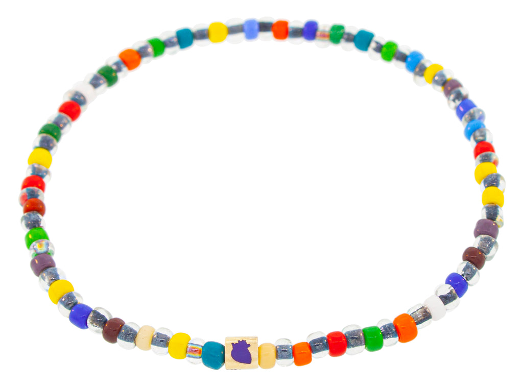 Enameled Heart Short Roll on a Beaded Bracelet
