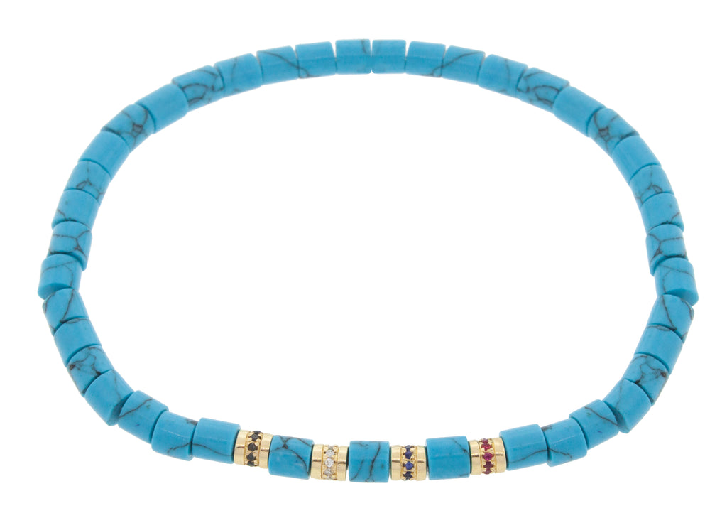 Four Short Rolls with Diamonds on a Beaded Bracelet