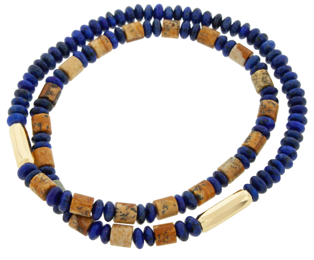 Long Faceted Chambers on a Double Wrap Beaded Bracelet
