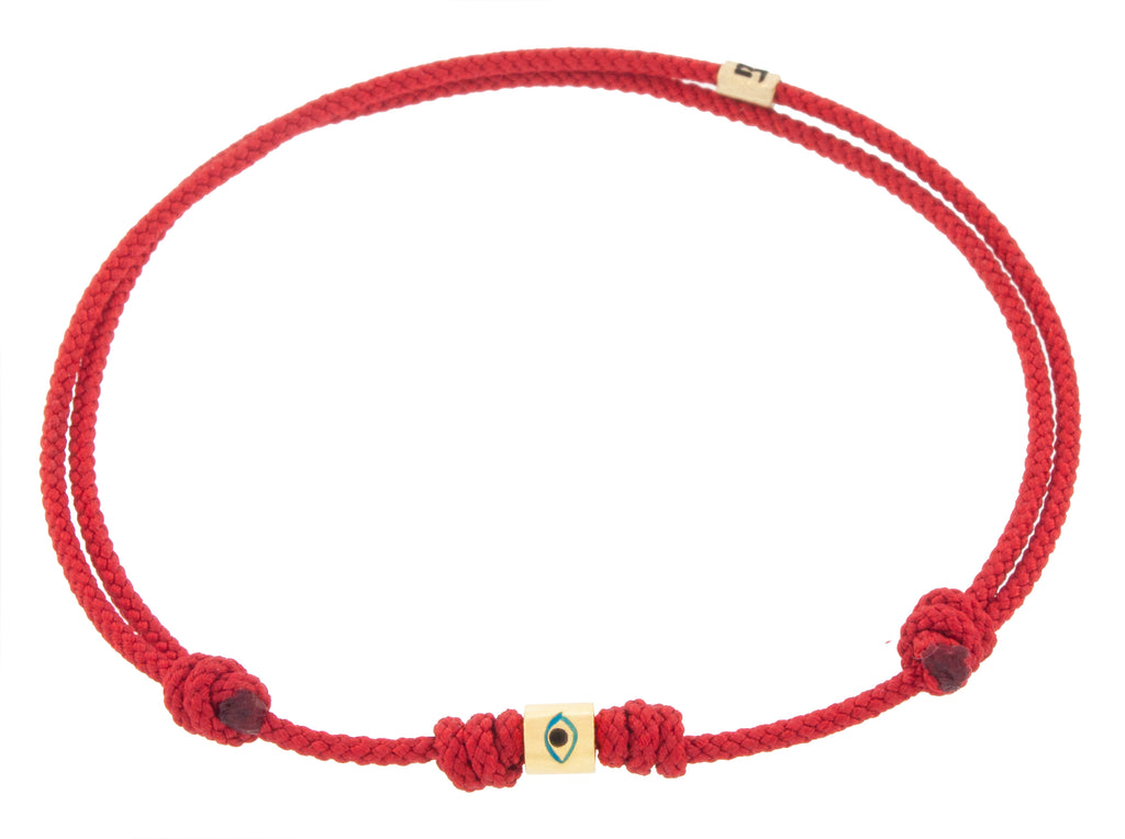 Enameled Eye Short Roll on a Cord Bracelet