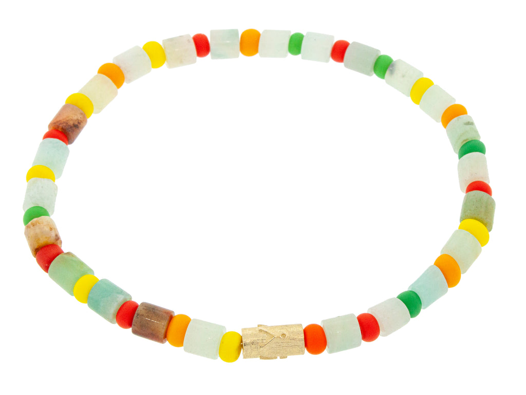 Higher Chakra Symbol Cylinder on a Beaded Bracelet