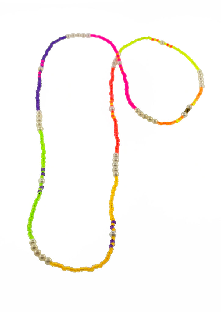 Height of Summer Neon and Pearl Spacer Necklace