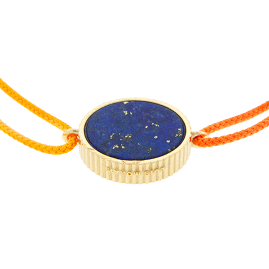 LUIS MORAIS 14K yellow gold 'The Good Times' eye medallion with a lapis gemstone backing on a yellow ombre cord bracelet BACK PHOTO