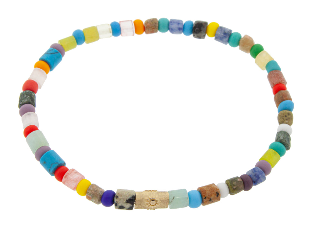 Sun Symbol Cylinder on a Beaded Bracelet