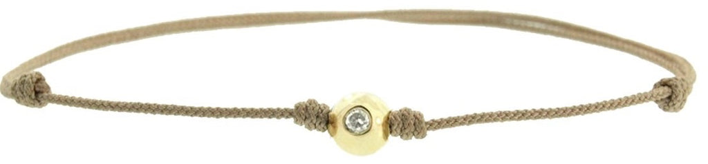 YELLOW GOLD BALL WITH DIAMOND ON A CORD BRACELET