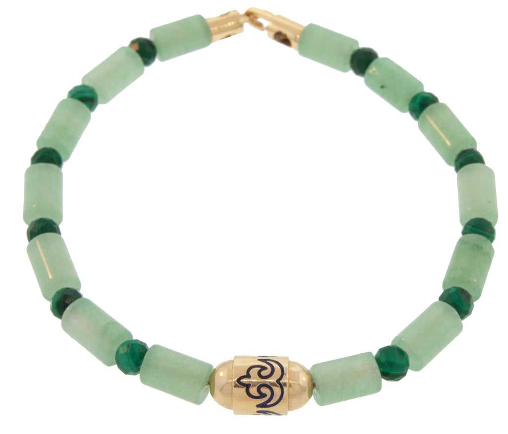 Enameled Akokonan Bolt Bead Bracelet with a Clasp