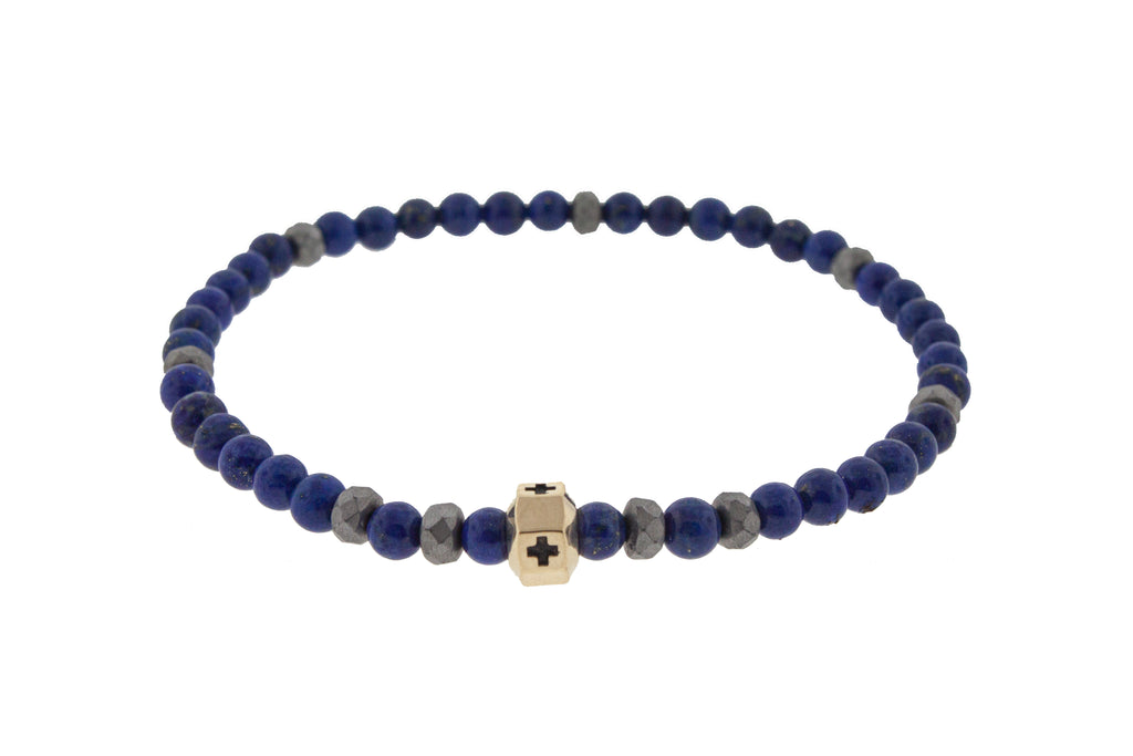 Gold Cross Octagon On Beaded Bracelet