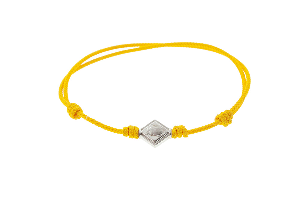 Gold Scarab Lozenge On Cord Bracelet