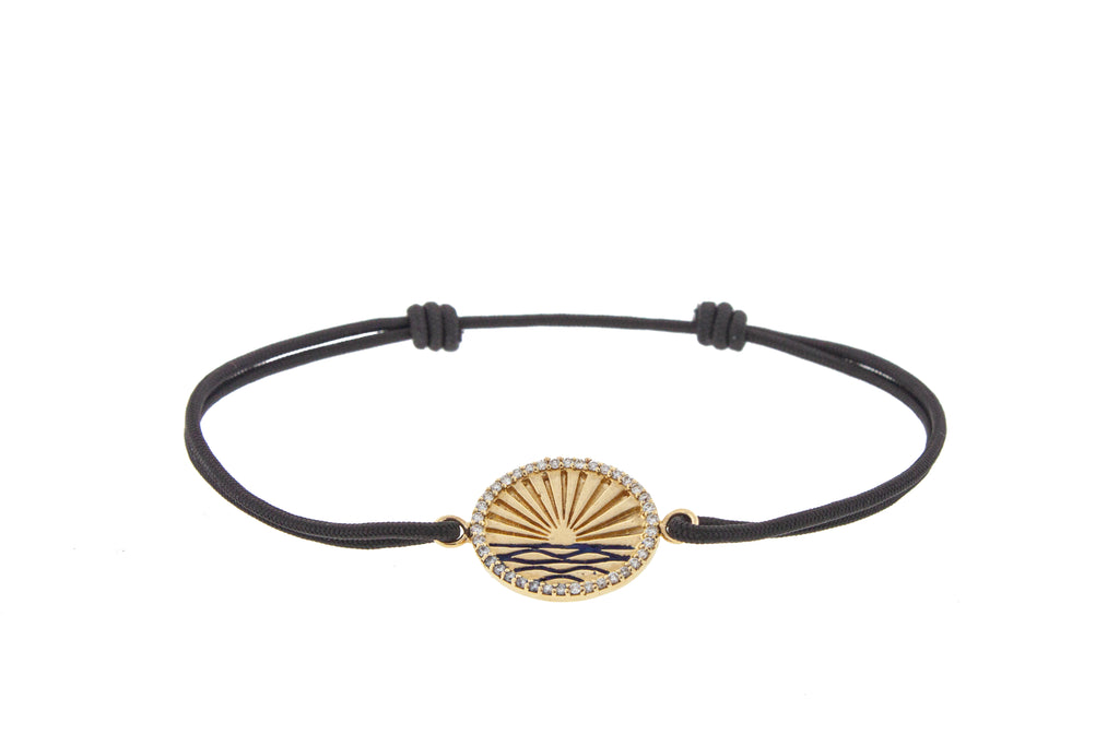 Diamond Edged Horizon On Cord Bracelet