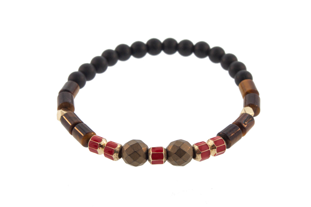 Gold Multi Octagon On Beaded Bracelet