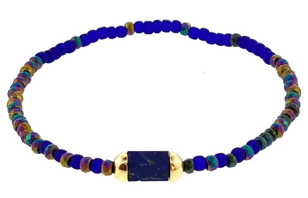 Bracelet perlé Hexagone Lapis Bolt