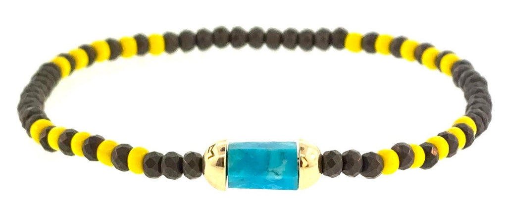 Hexagon Turquoise Bolt Beaded Bracelet