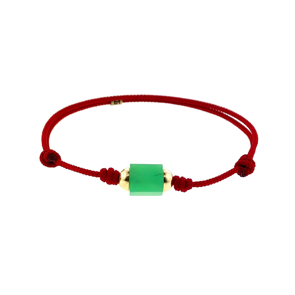 Hexagon Chrysoprase Bolt Bead on a Cord Bracelet