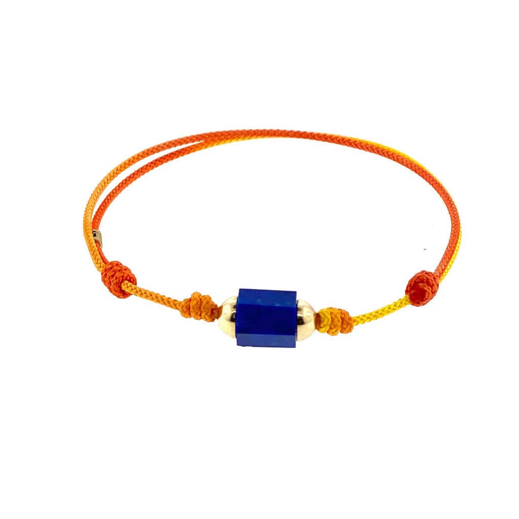 Hexagon Lapis Bolt Bead on a Cord Bracelet