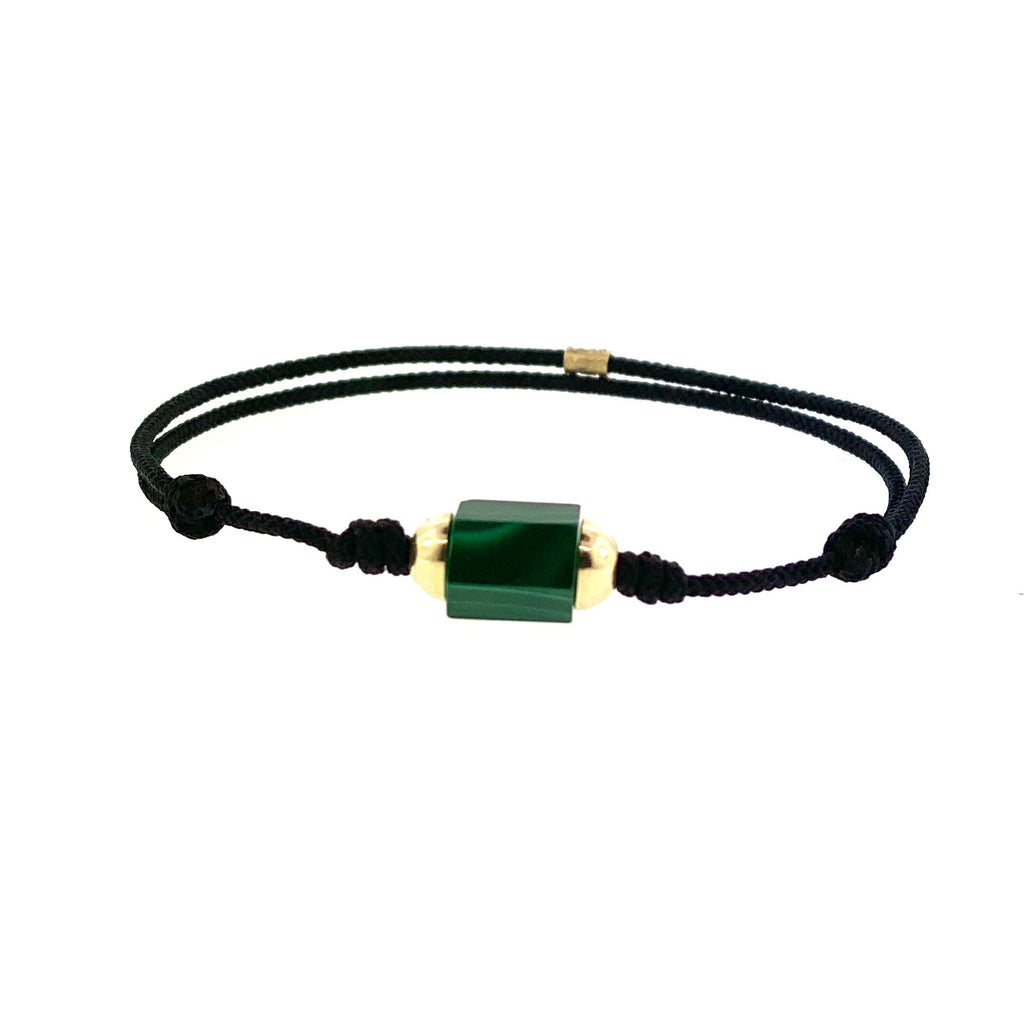 Hexagon Malachite Bolt Bead on a Cord Bracelet