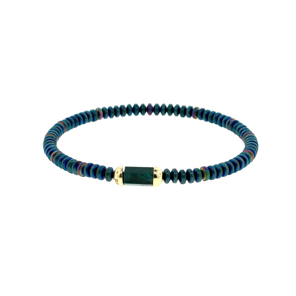 Hexagon Malachite Bolt Beaded Bracelet
