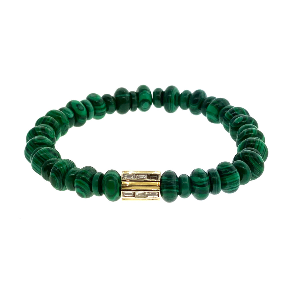 Gold Asterisk With TLC Diamonds On Gemstone Beaded Bracelet
