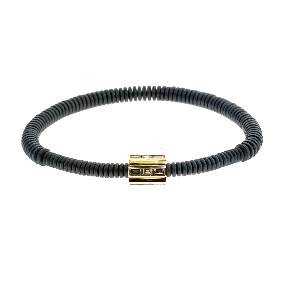 Gold Cross With Diamonds On Gemstone Beaded Bracelet