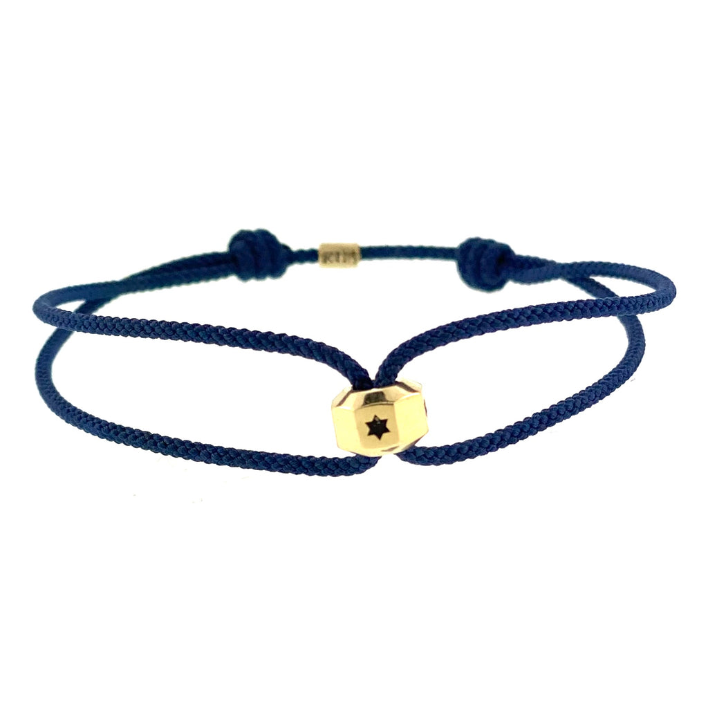 Gold Octagon with Recessed Star of David on Cord Bracelet