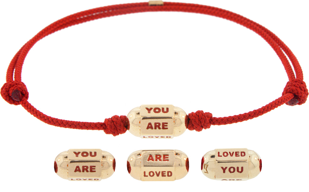 You Are Loved Hexagon Bolt Bead on a Cord Bracelet