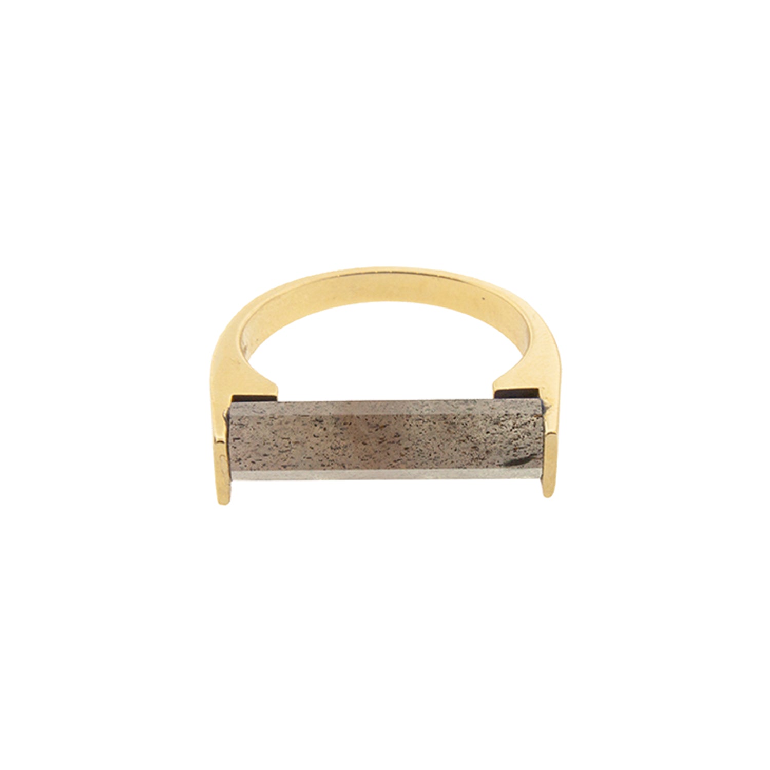 14K Yellow Gold Hexagon Labradorite Gemstone Ring