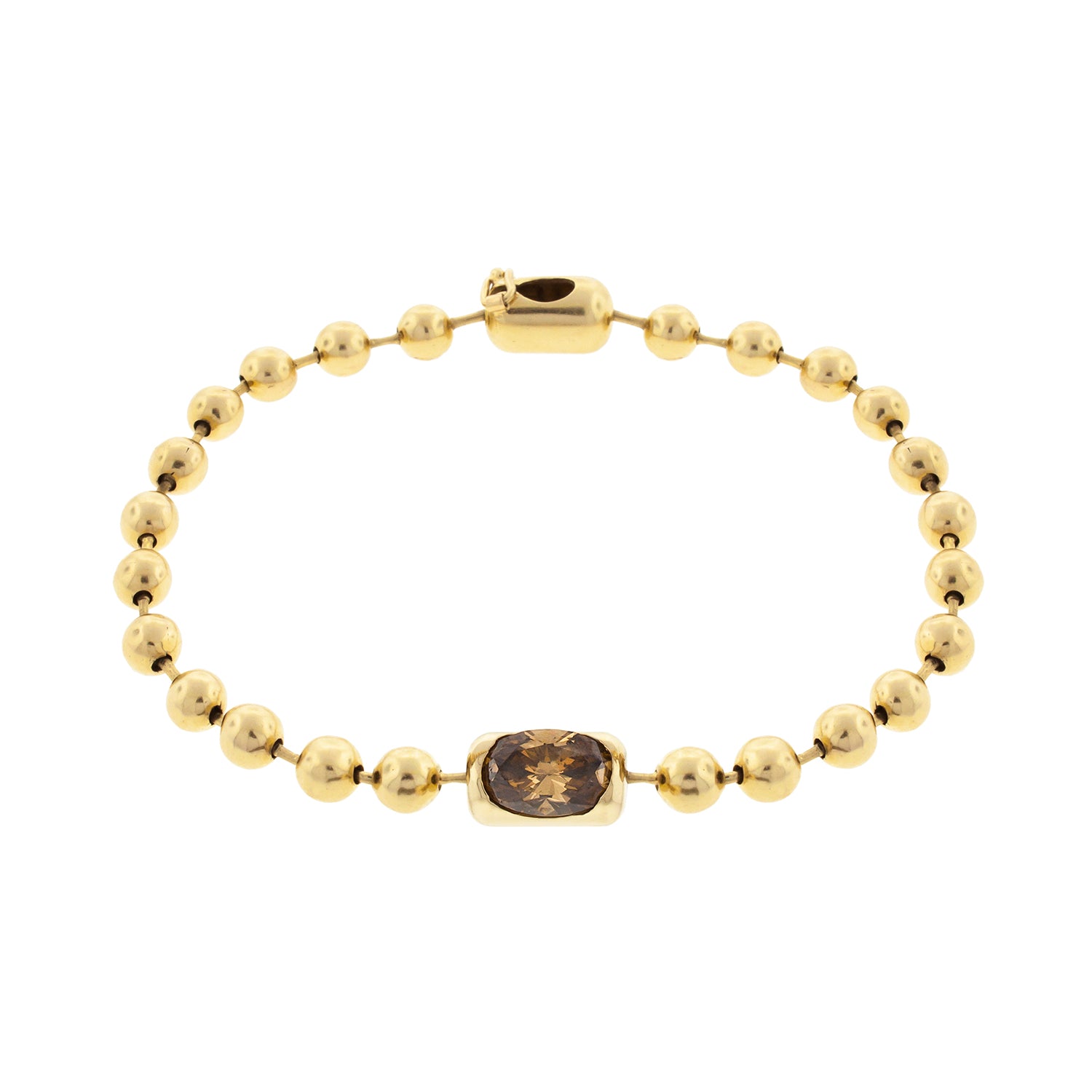 14k Yellow Gold BallBracelet WithDiamond And Pill Clasp