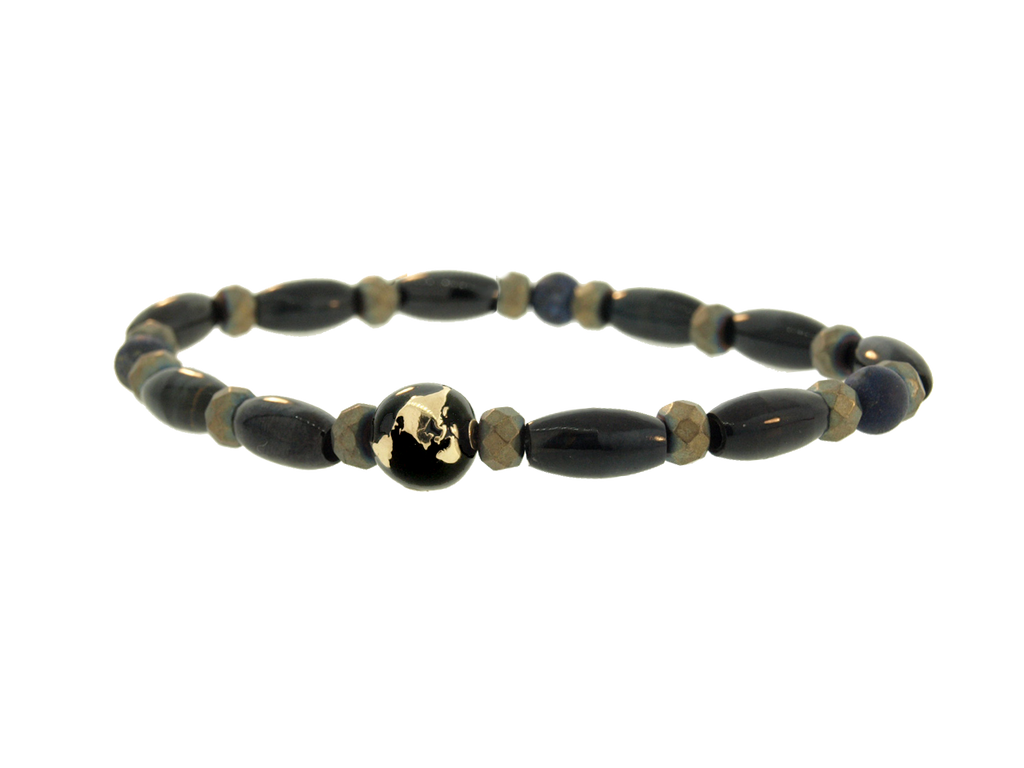 Gold Globe On Beaded Bracelet