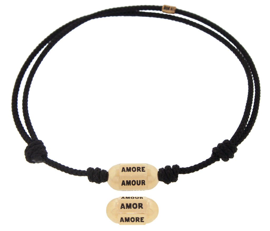 Amor, Amore, Amour Hexagon Bolt Bead on a Cord Bracelet
