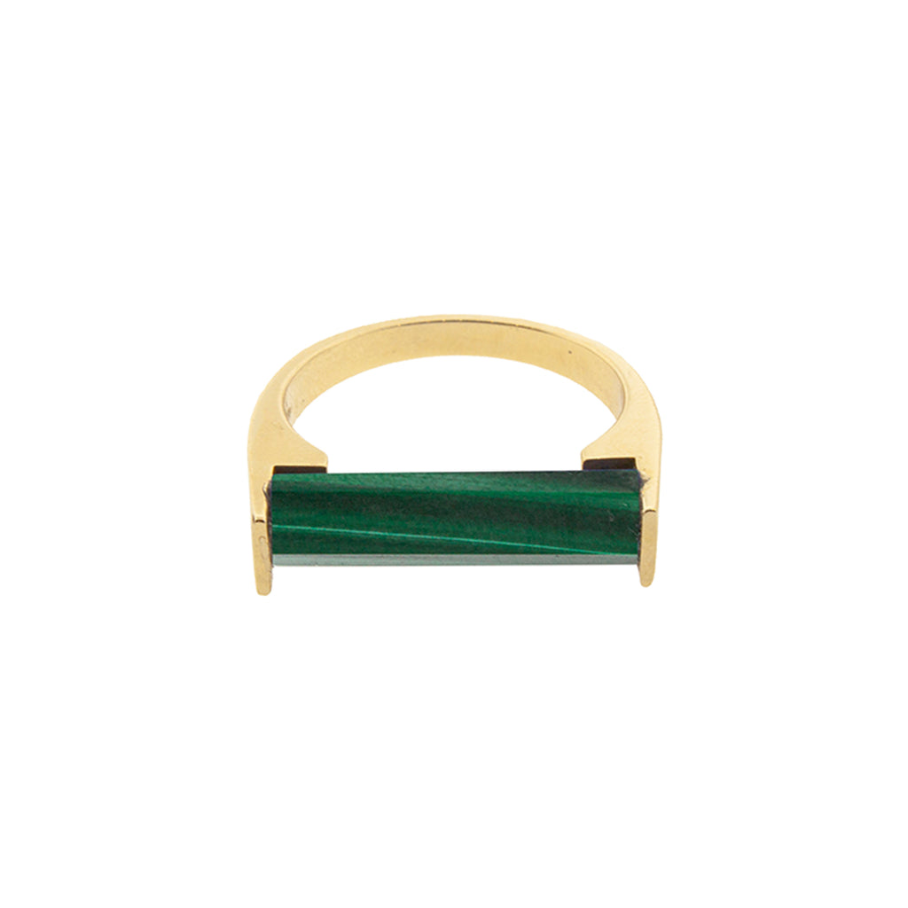 Hexagon Malachite Gemstone Ring