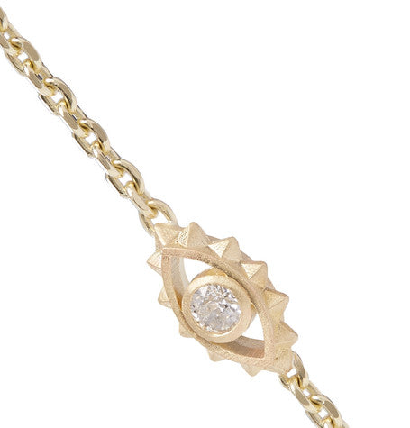 GOLD AND DIAMOND EVIL EYE BRACELET
