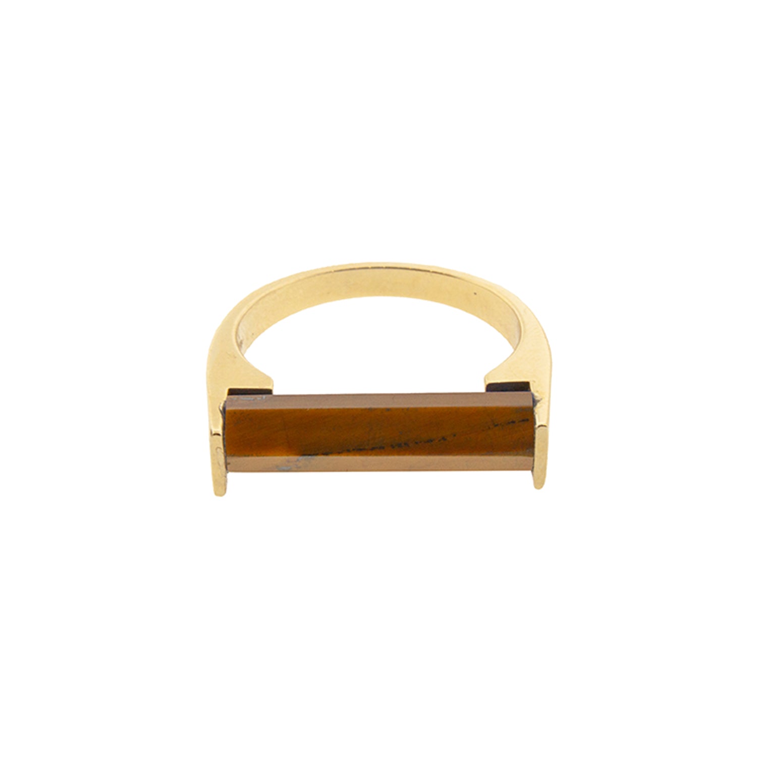 Hexagon Tiger's Eye Gemstone Ring