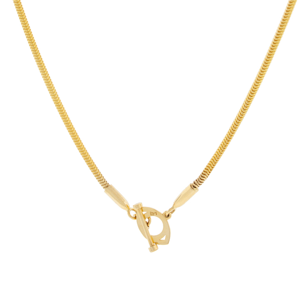 LUIS MORAIS 14K Yellow Gold Snake Chain Necklace with an Evil Eye and Toggle Clasp