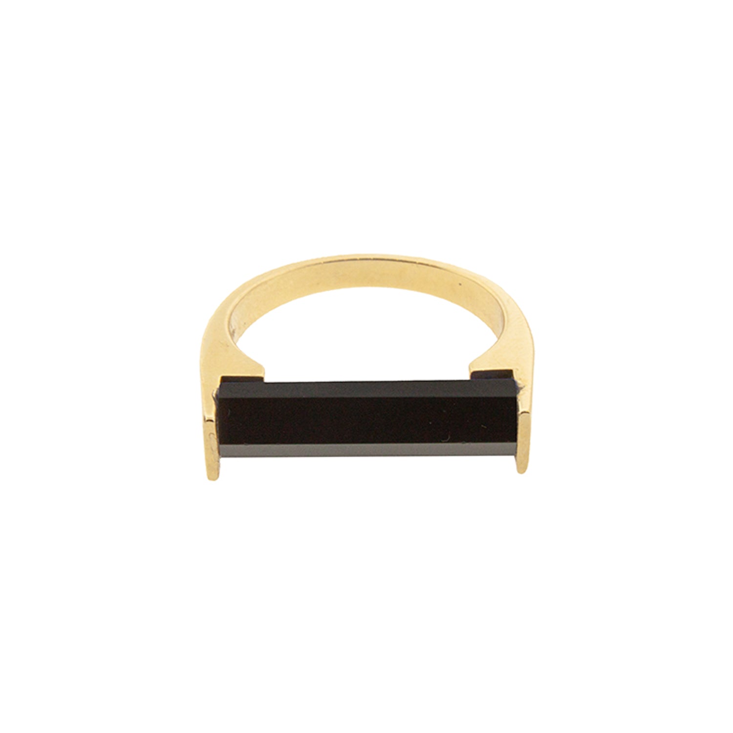 14K Yellow Gold Hexagon Onyx Gemstone Ring