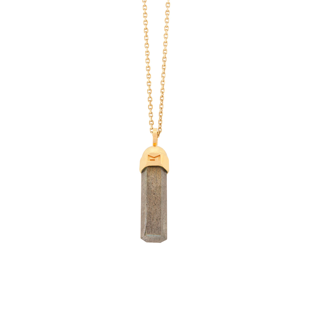Labradorite Hexagon Bolt Pendant Necklace