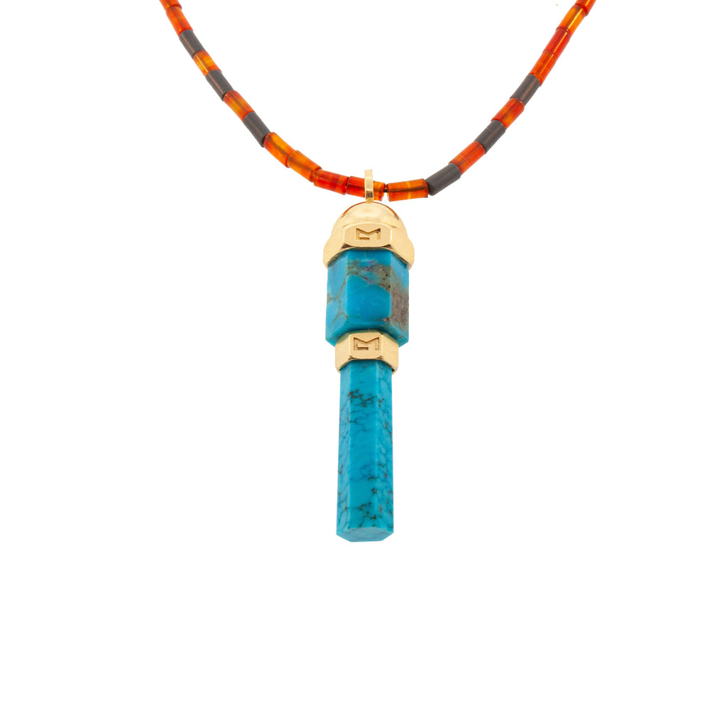 Double Stack Turquoise Gemstone Bolt Necklace