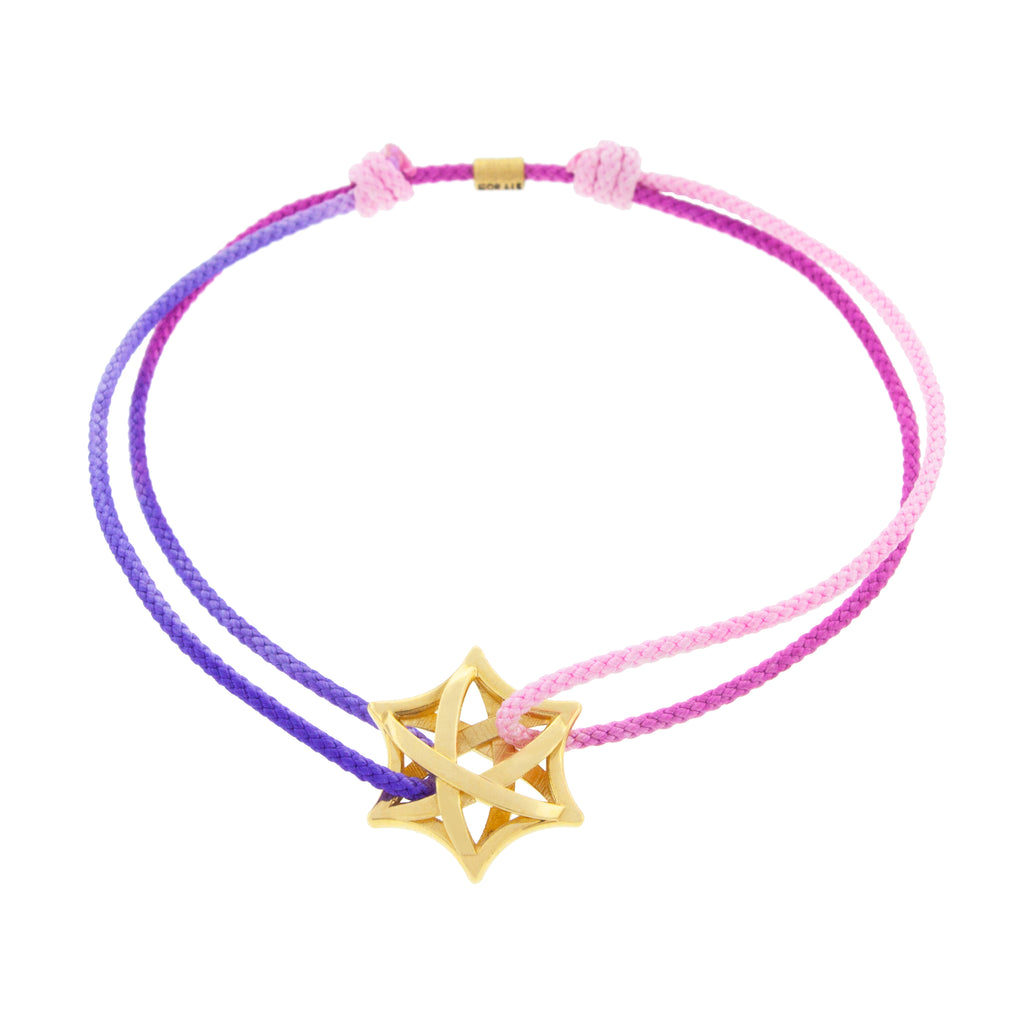 LUIS MORAIS 14K yellow gold wrapped star on a purple ombre cord bracelet