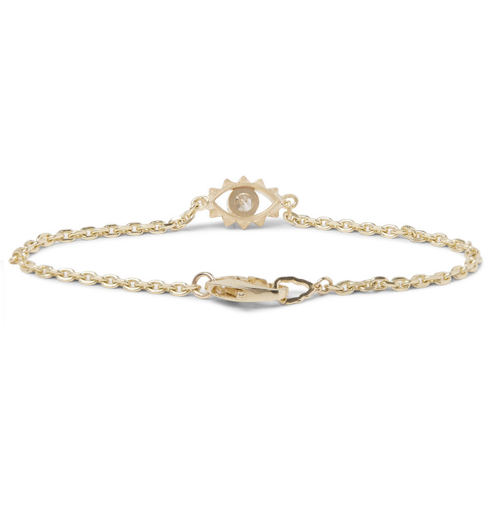 GOLD AND DIAMOND EVIL EYE BRACELET