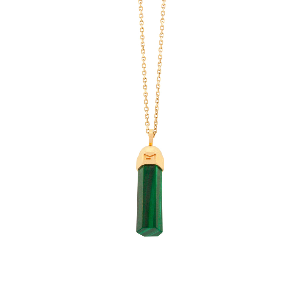 Malachite Hexagon Bolt Pendant Necklace