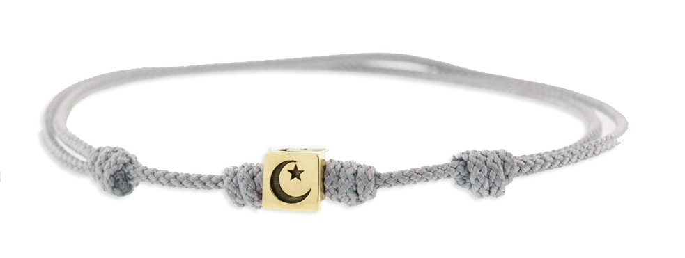 Gold Moon Cube On Cord Bracelet